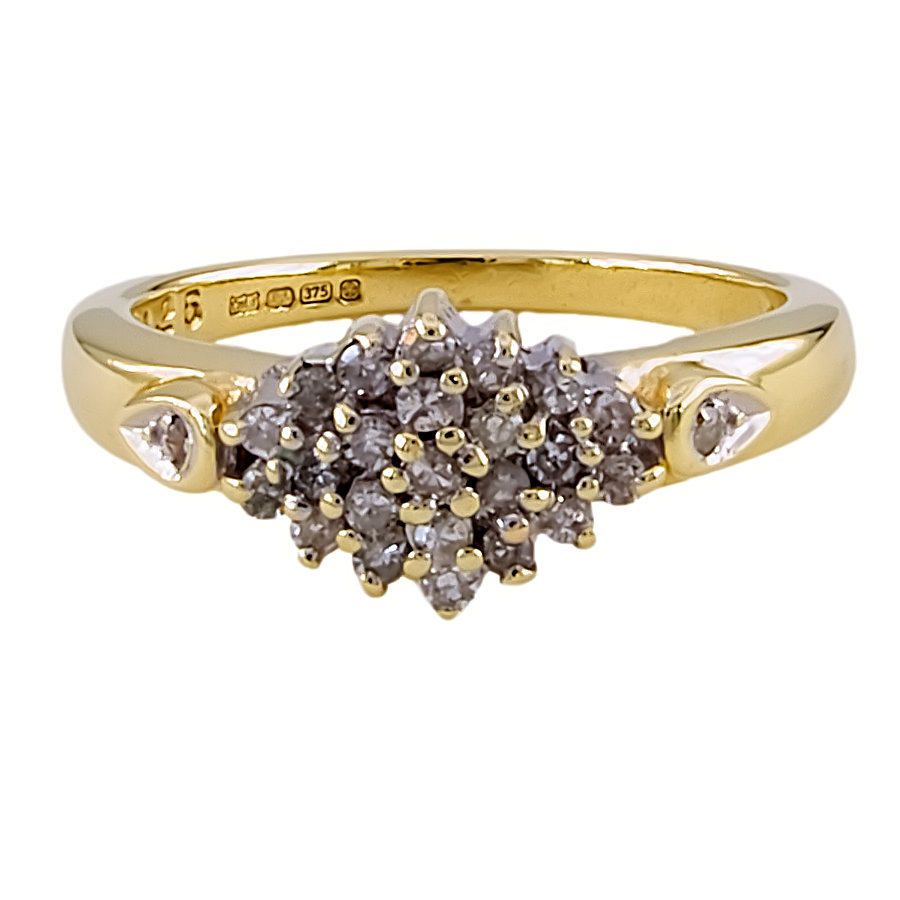 9ct Gold Diamond 0.25cts Cluster Ring Size L